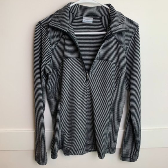 Columbia Black & Gray Striped Quarter Zip Long Sleeve - Picture 2 of 6